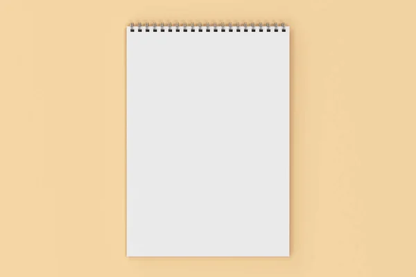 Blank white notebook with metal spiral bound on orange backgroun — Stock Photo, Image