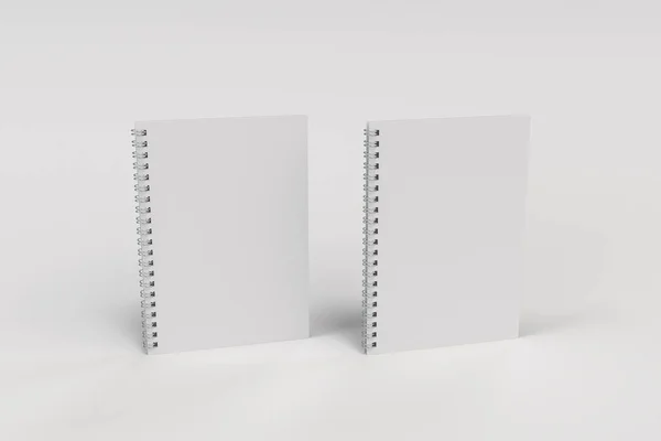 Két jegyzetfüzet, spirál kötött fehér háttér — Stock Fotó