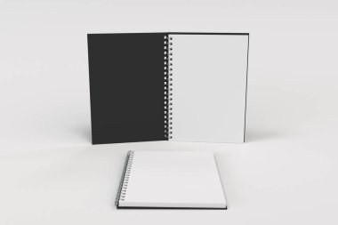 Beyaz arka plan üzerinde iki defter spiral ile bağlı