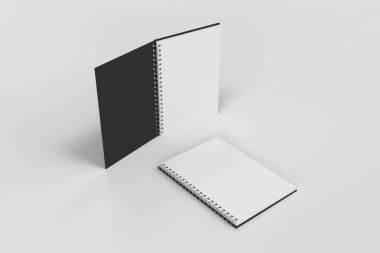 Beyaz arka plan üzerinde iki defter spiral ile bağlı