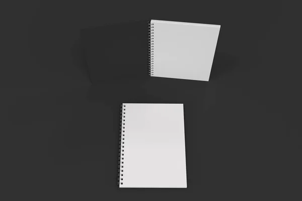 Dwa Notebooki z spirali związana na czarnym tle — Zdjęcie stockowe