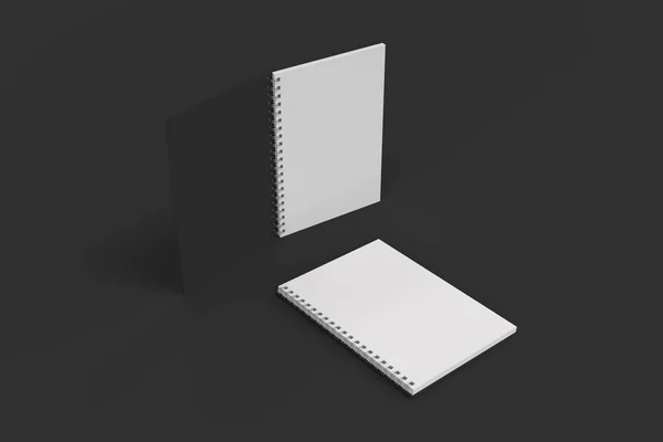 stock image Two notebooks with spiral bound on black background