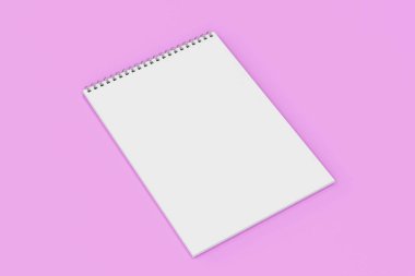 Boş beyaz defter metal spiral ile Menekşe adam bağlı