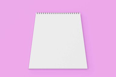 Boş beyaz defter metal spiral ile Menekşe adam bağlı