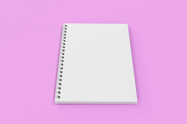 Gesloten notebook spiraal gebonden op violette achtergrond — Stockfoto