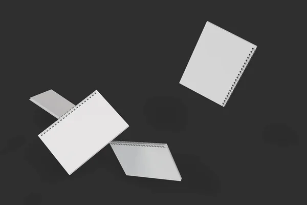 Quatro cadernos com encadernação em espiral em fundo preto — Fotografia de Stock