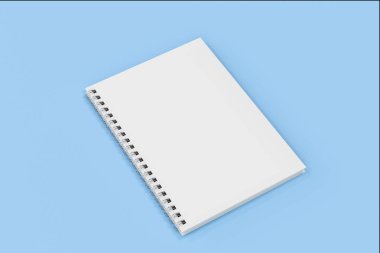 Mavi arka plan üzerinde bağlı kapalı defter spiral
