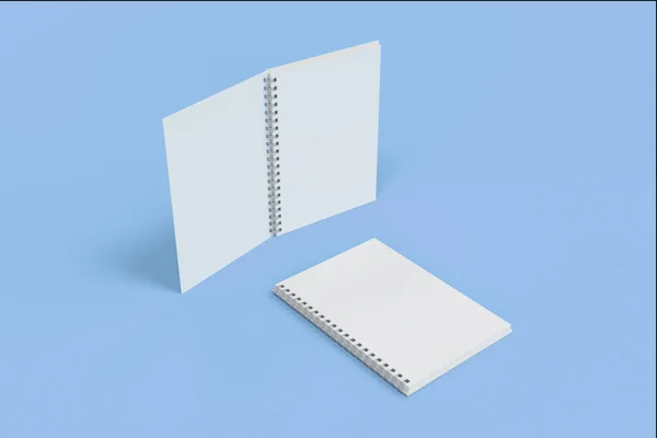 Two notebooks with spiral bound on blue background — Stock Photo, Image