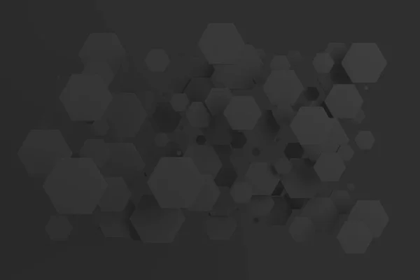 Black hexagons of random size on black background — Stock Photo, Image