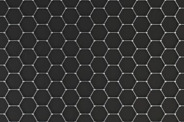 Siyah arka plan üzerine grafen atomun yapısı