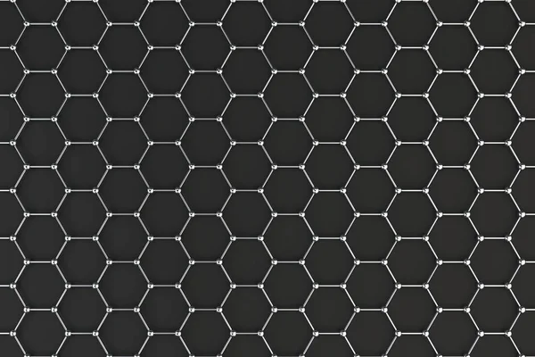 Siyah arka plan üzerine grafen atomun yapısı