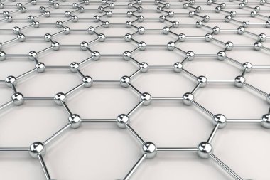 Beyaz arka plan üzerinde grafen atomun yapısı