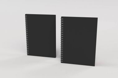 Beyaz arka plan üzerinde iki defter spiral ile bağlı