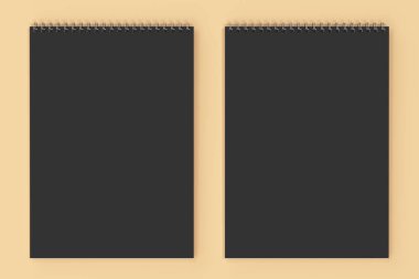 Portakal adam boş siyah defter metal spiral ile bağlı