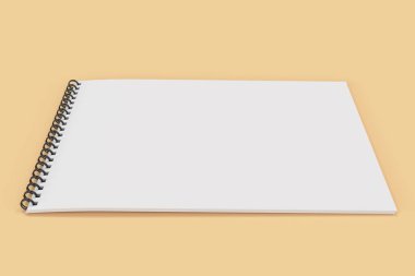 Portakal adam boş beyaz defter siyah sarmal ile bağlı