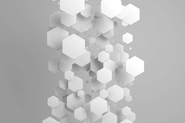 White hexagons of random size on white background — Stock Photo, Image