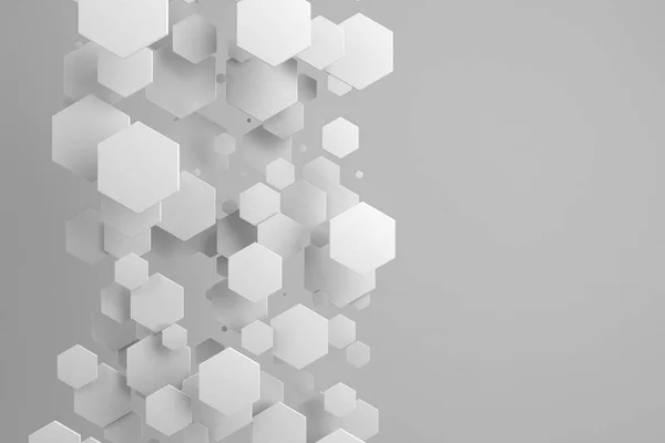 白い背景のランダムな大きさの白い六角形 — ストック写真