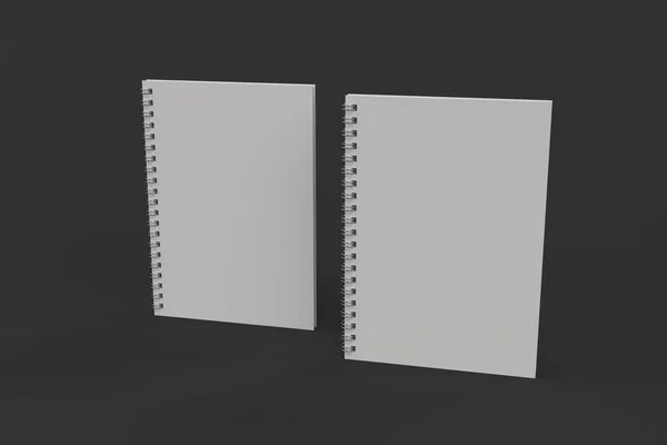 Dois cadernos com encadernação em espiral em fundo preto — Fotografia de Stock