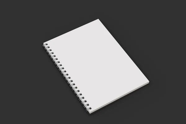 Abrir caderno espiral encadernado no fundo preto — Fotografia de Stock