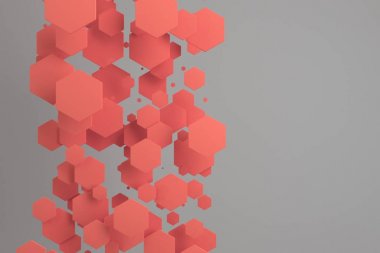 Rastgele büyüklükteki beyaz zemin üzerine kırmızı altıgenler