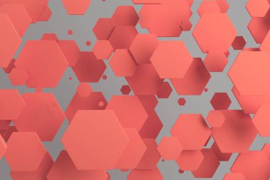 Rastgele büyüklükteki beyaz zemin üzerine kırmızı altıgenler