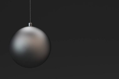 siyah arka plan üzerine gümüş Noel topları