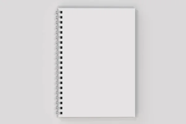 Abrir espiral notebook encadernado no fundo branco — Fotografia de Stock