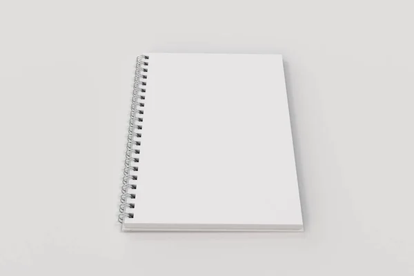 Abrir espiral notebook encadernado no fundo branco — Fotografia de Stock