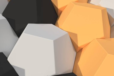 Desen beyaz, turuncu ve siyah altıgen öğeleri