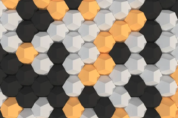 Pattern of white, orange and black hexagonal elements — Stock Photo, Image