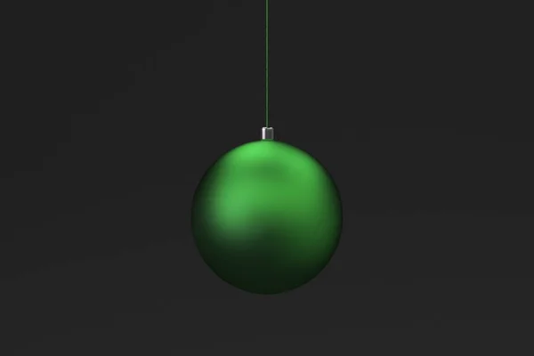 在黑色背景上的绿色圣诞球。 — 图库照片
