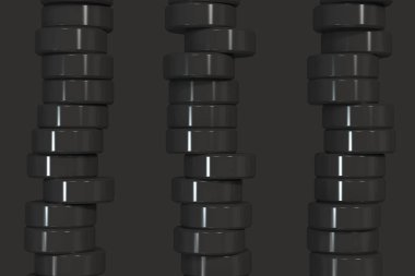 Desen siyah arka plan üzerine siyah silindir Tablet