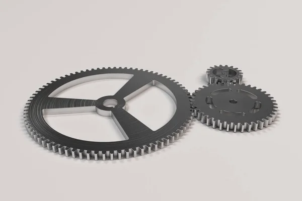 Set of metal gears and cogs on white background — Stock Photo, Image