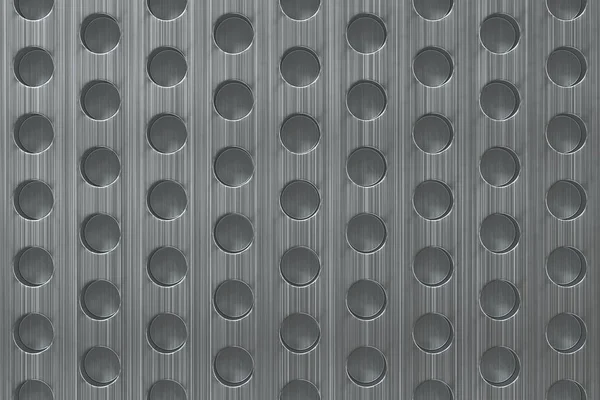 Superfície metálica escovada lisa com furos cilíndricos — Fotografia de Stock