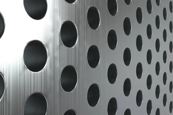 Superficie de metal cepillado liso con orificios cilíndricos — Foto de Stock
