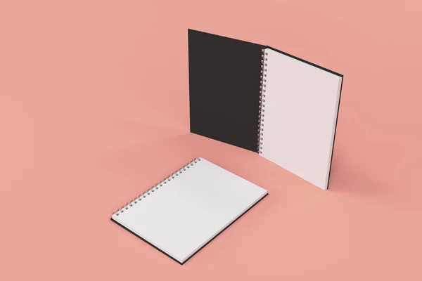 Dos cuadernos con espiral encuadernada sobre fondo rojo —  Fotos de Stock