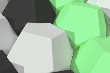 Beyaz, yeşil ve siyah altıgen öğelerin desen