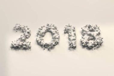Beyaz arka plan üzerinde beyaz sıvı 2018 numarasıyla damla