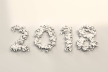 Beyaz arka plan üzerinde beyaz sıvı 2018 numarasıyla damla