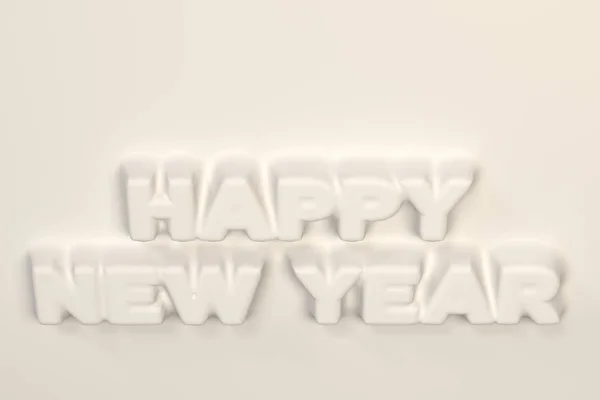 Wit gelukkig Nieuwjaar woorden van het bas-reliëf — Stockfoto