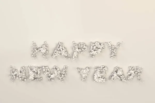 Рідкий білий Щасливі новорічні слова з краплями на білому тлі — стокове фото