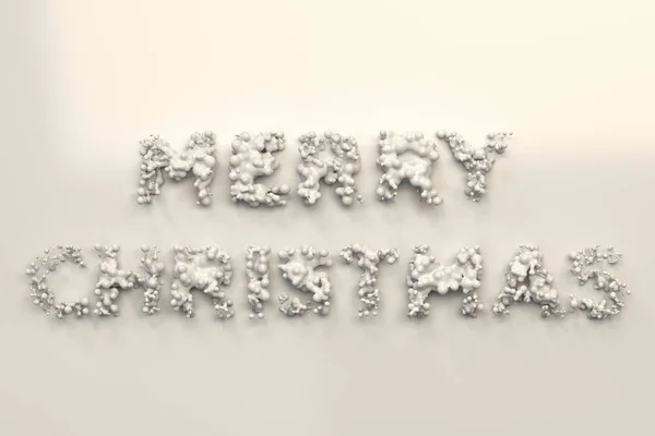 Liquid white Merry Christmas words with drops on white backgroun — Stock Photo, Image