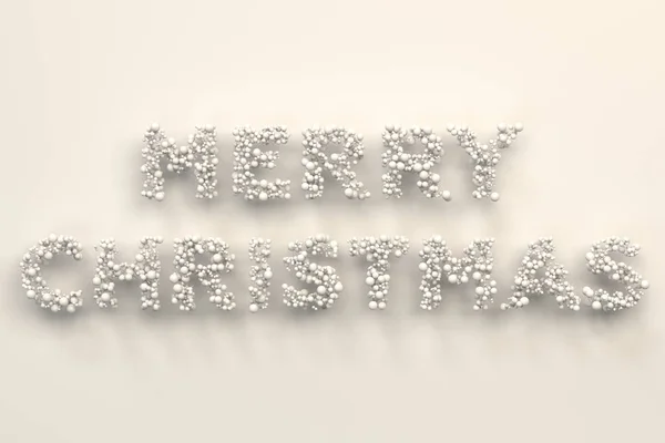 Merry Christmas words from white balls on white background — Stock Photo, Image