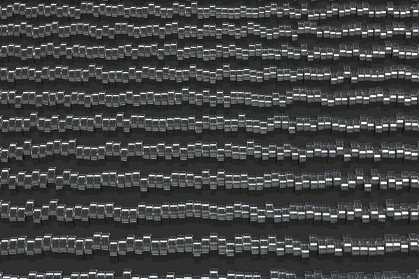 Padrão de comprimidos de cilindro de metal escovado em fundo preto — Fotografia de Stock