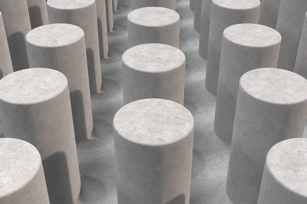 Superfície de concreto liso com cilindros — Fotografia de Stock