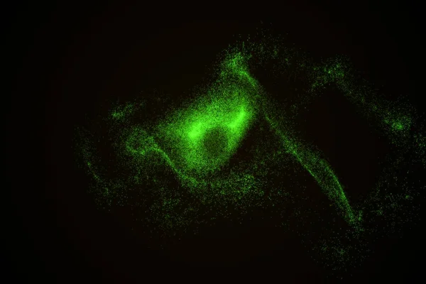 Fondo abstracto hecho de partículas verdes brillantes en forma de — Foto de Stock