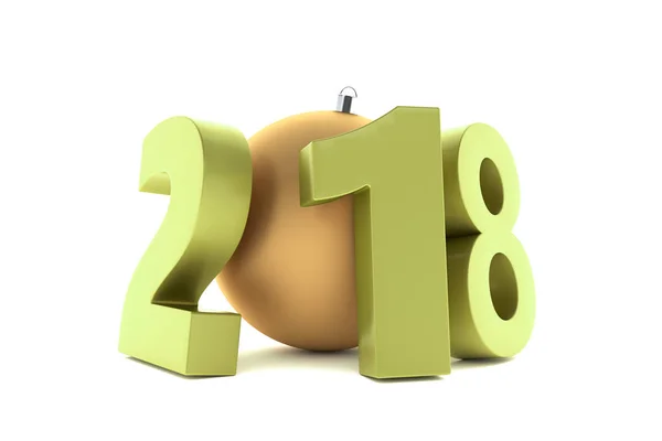 2018 Nieuwjaar gouden metalen cijfers met gouden decoratie bal — Stockfoto