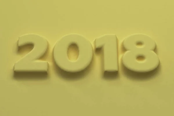 Número amarelo 2018 baixo-relevo — Fotografia de Stock