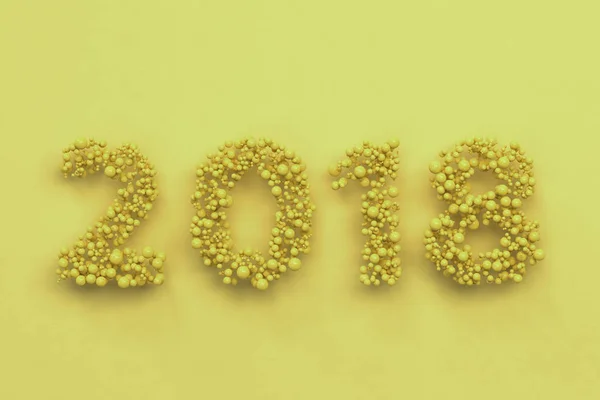 2018 number from yellow balls on yellow background — Stock Photo, Image