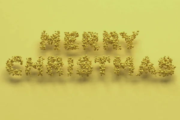 Feliz Natal palavras de bolas amarelas no fundo amarelo — Fotografia de Stock